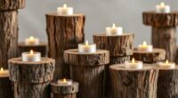 rustic bark candle pedestals