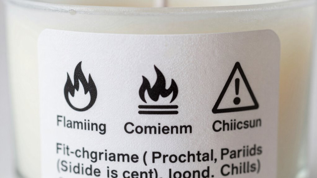 candle safety label symbols