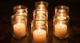 candles in glass jars
