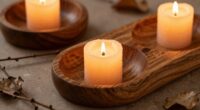 natural wood candle holders