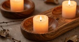 natural wood candle holders