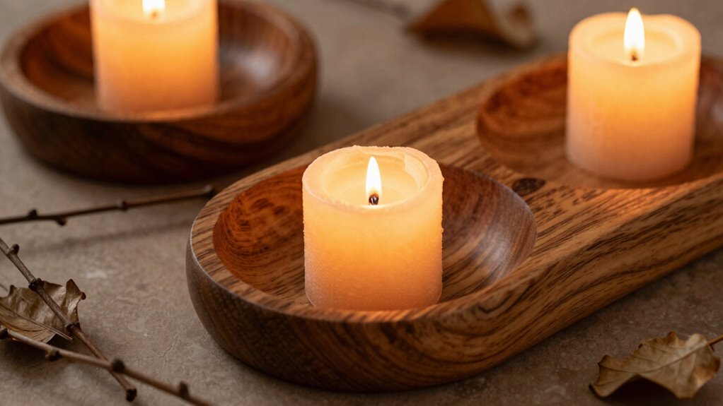 natural wood candle holders