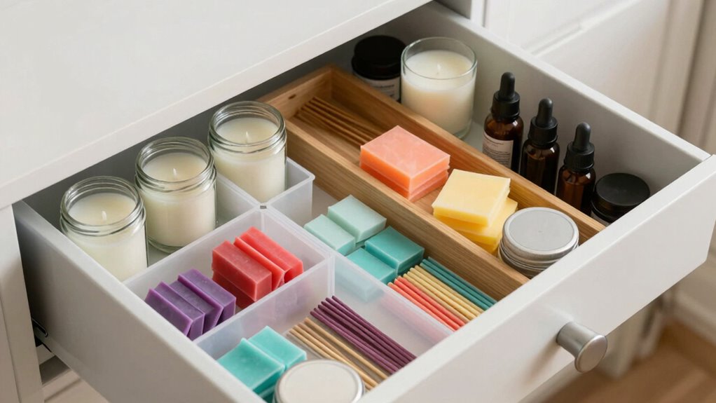 organized candle supply storage
