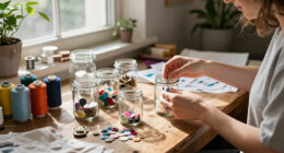 Savvy Upcyclers Transform Old Glass Jars Into A Sewing Kit With An Impressive DIY