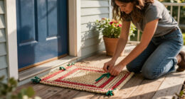 Woman Turns A Rug Into That Cutest Front Door Decor That Isn't A Wreath